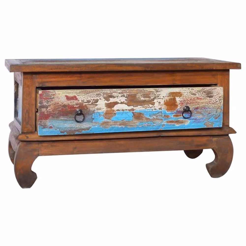 Berkfield Home Reclaimed Teak Wood Coffee Table in Brown, W: 80 cm, D: 50 cm, H: 40 cm – 2