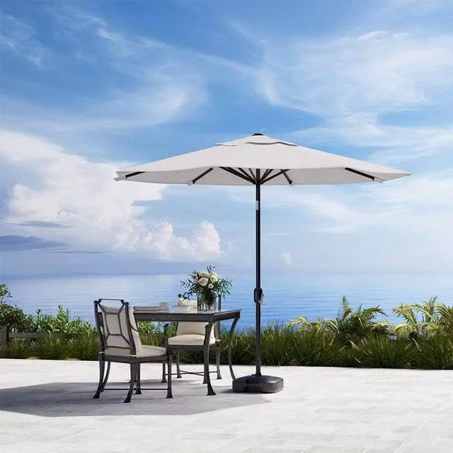 Komore 3m Rotating Patio Parasol with Plastic Fillable Base in Grey