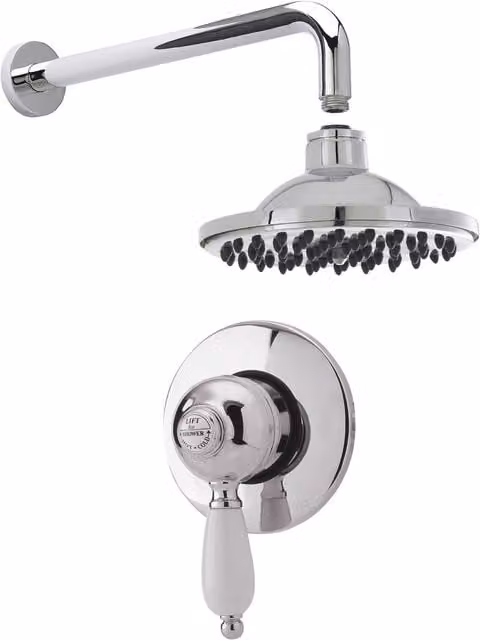 Balterley Traditional Concealed Manual Valve Shower Set in White and Silver