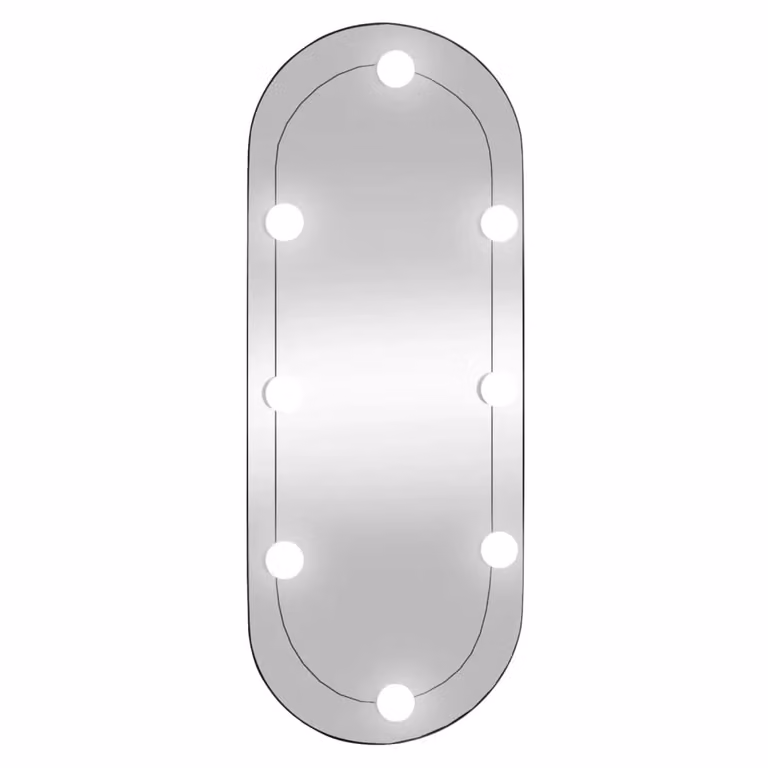 Berkfield Home Oval Glass Wall Mirror with LED Lights, Silver, W: 30 cm, H: 70 cm