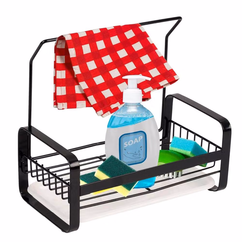 Top 3 Large Kitchen Sink Caddy Organiser with Drying Rack in Black Stainless Steel – 2