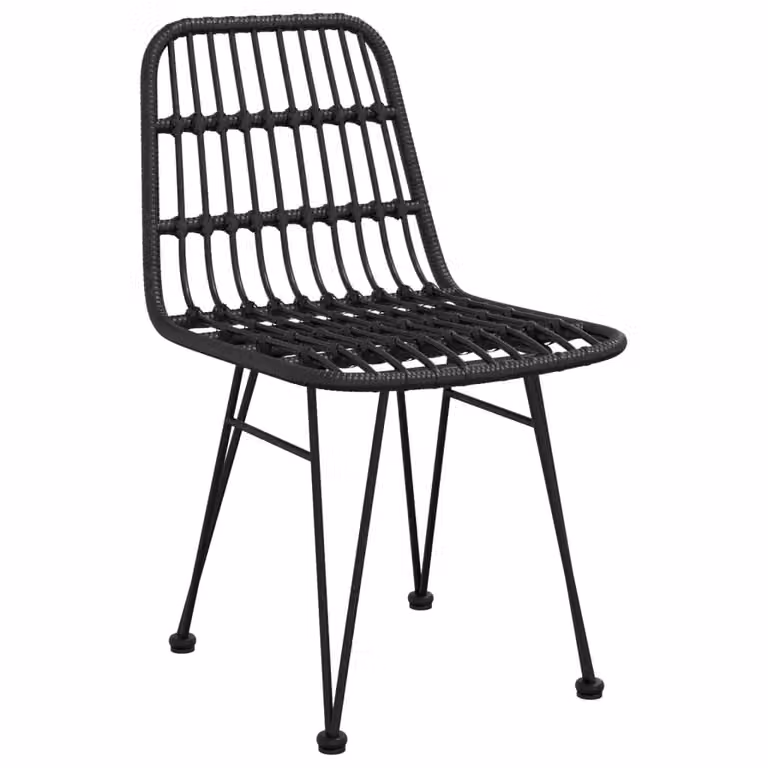 Berkfield Home 3 Piece Black Poly Rattan Garden Dining Set with Glass Top