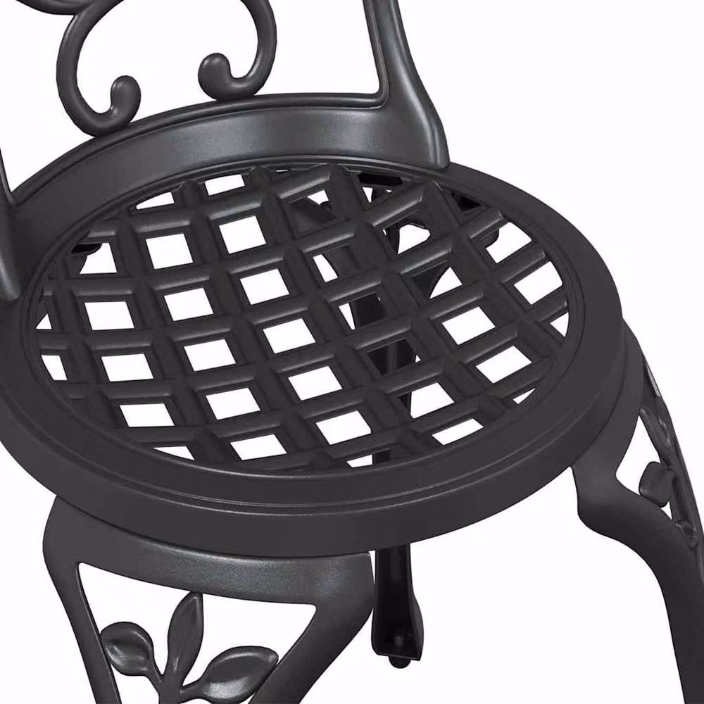 Berkfield Home 3-Piece Classic Garden Bistro Set in Matt Black Cast Aluminium – 3
