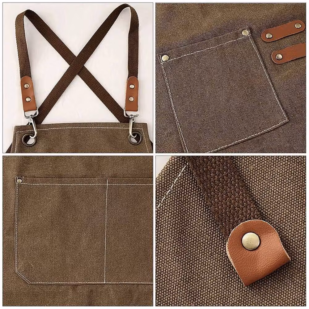 KORVIXA Waterproof Canvas Pockets Apron in Brown, W: 100 cm, D: 15 cm – 4