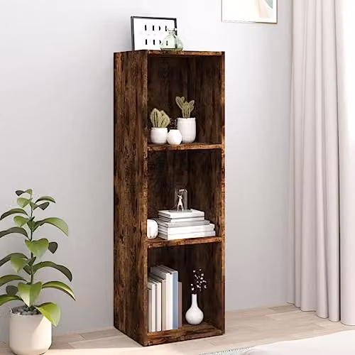 vidaXL Book and TV Cabinet in Smoked Oak, W/D/H: 36 x 30 x 114 cm – 2