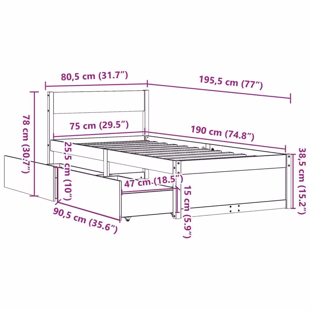 Berkfield Home Small Single Solid Wood Pine Bed Frame in Natural – 2
