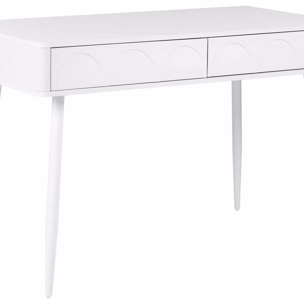 Wyld and Coco White Writing Desk with 2 Push-to-Open Drawers, W: 120 cm, D: 60 cm – 2