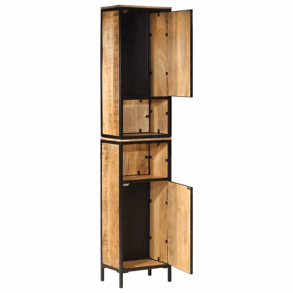 Berkfield Home Industrial Bathroom Cabinet in Brown Mango Wood and Metal, W/D/H: 40 x 27 x 180 cm – 2