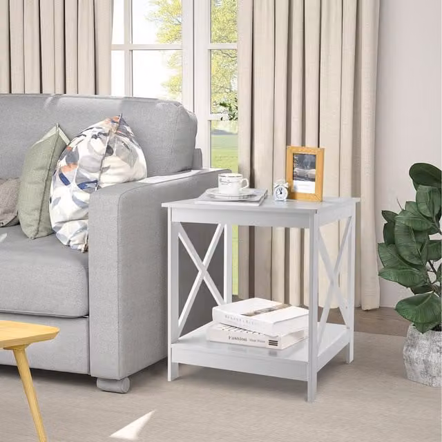 Costway Modern White MDF End Side Table