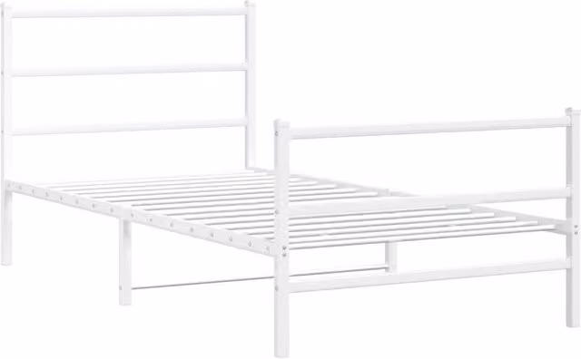 Berkfield Home Metal Bed Frame with Footboard in White, W/D/H: 100 x 200 x 90 cm – 1
