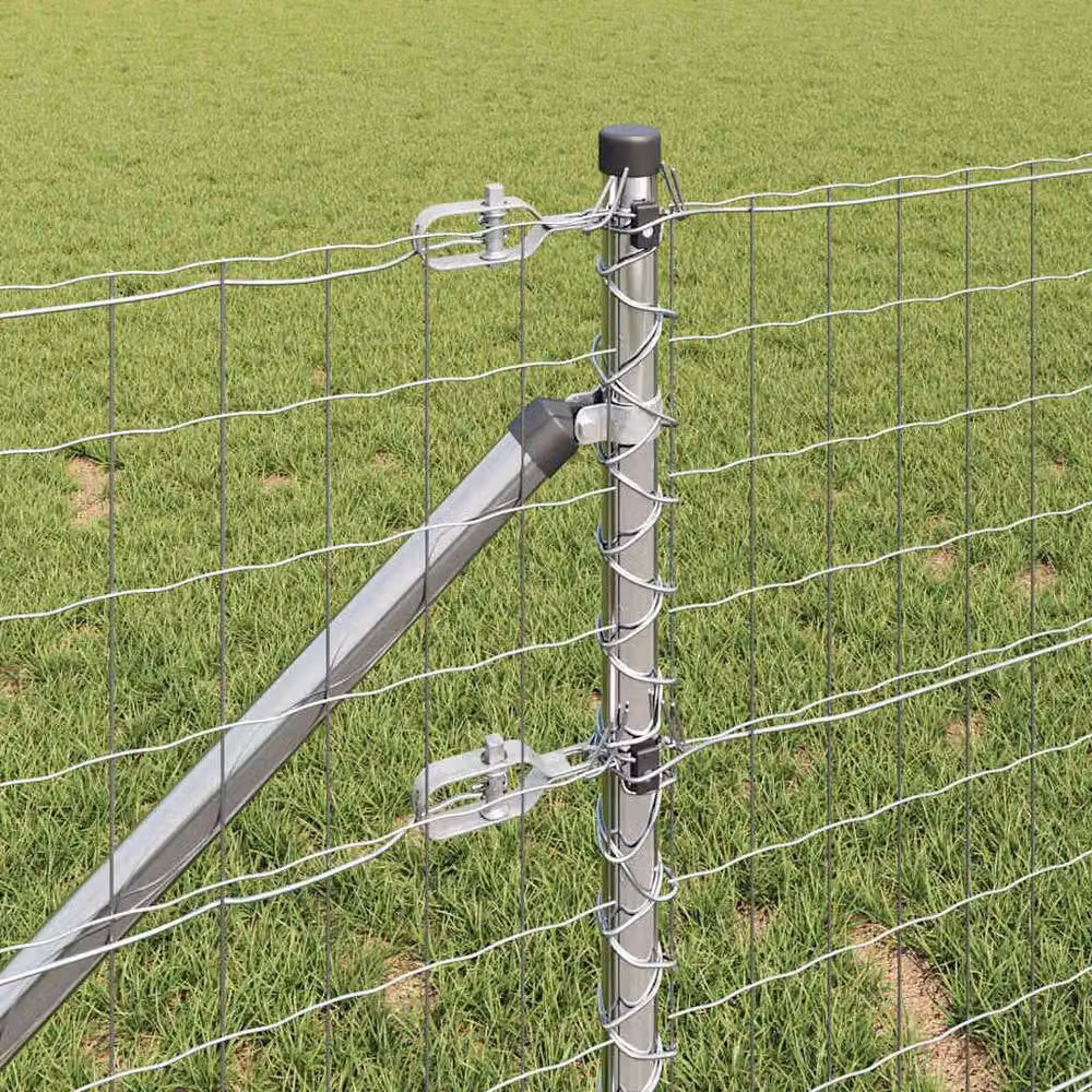Berkfield Home Modern Euro Fence with 7 Spike Posts, Galvanised Steel, Silver, W: 10 m, H: 0.6 m – 3