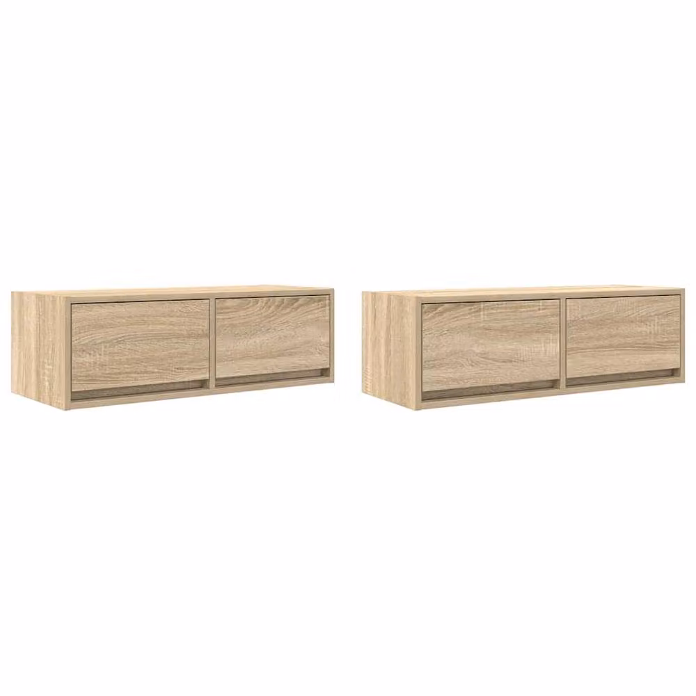 Berkfield Home Set of 2 TV Cabinets in Sonoma Oak and Light Tan, W/D/H: 80 x 31 x 25.5 cm – 2