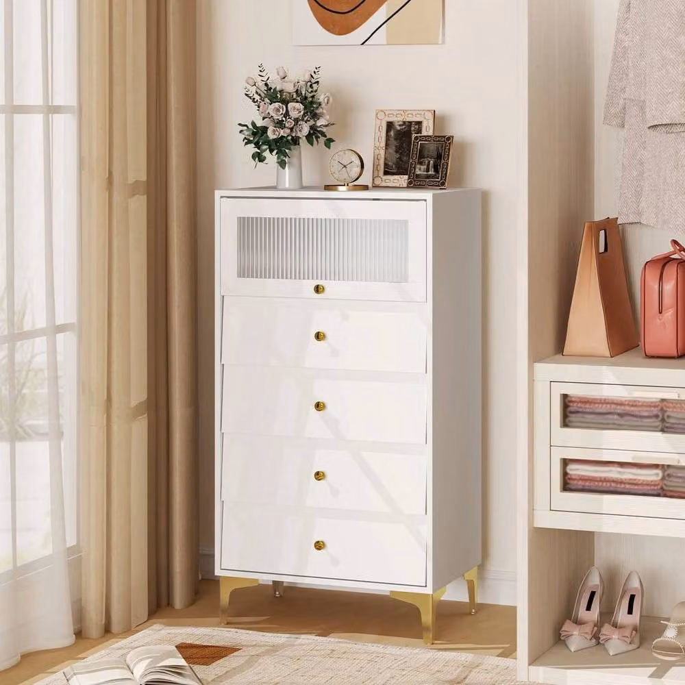 Kelvenix Modern 4 Drawer Dresser Storage Cabinet in White – 2