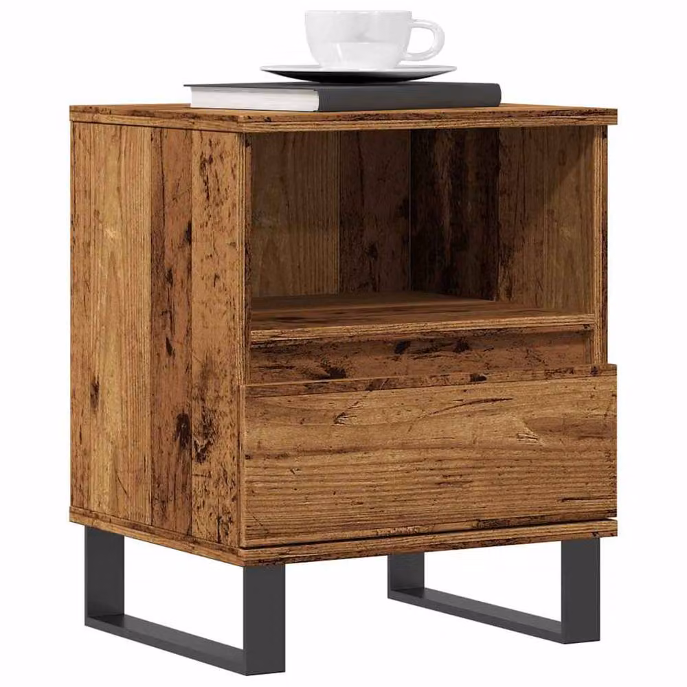 Berkfield Home Bedside Cabinet in Brown Old Wood, W/D/H: 40 x 35 x 50 cm – 3