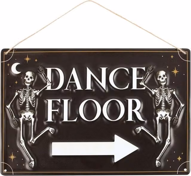 Something Different Metal Hanging Dance Floor Sign in Black, White and Gold