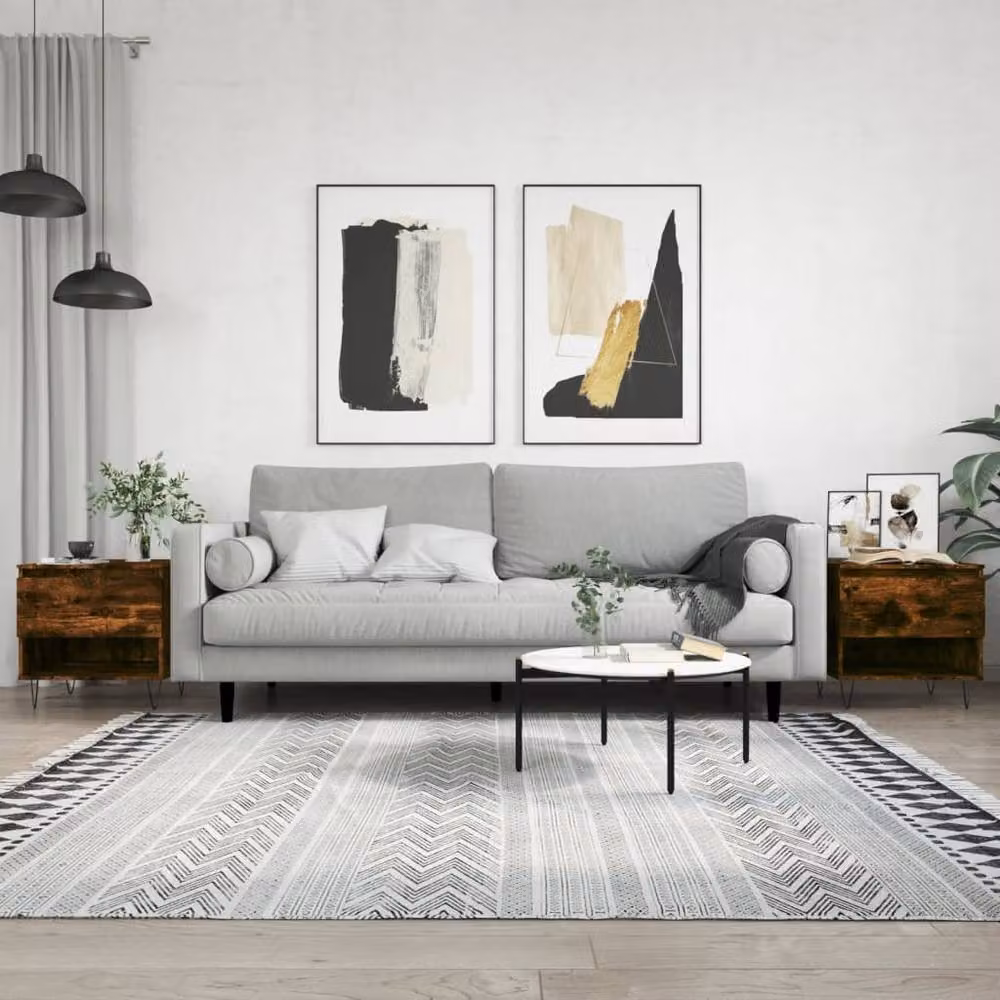 Berkfield Home Set of 2 Nested Coffee Tables in Smoked Oak Brown, W/D/H: 50 x 46 x 50 cm – 2