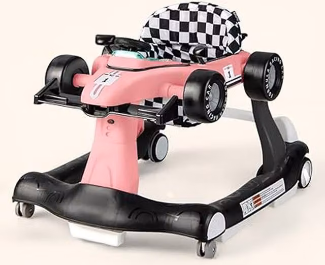Costway 4-in-1 Foldable Baby Activity Push Along Walker in Pink