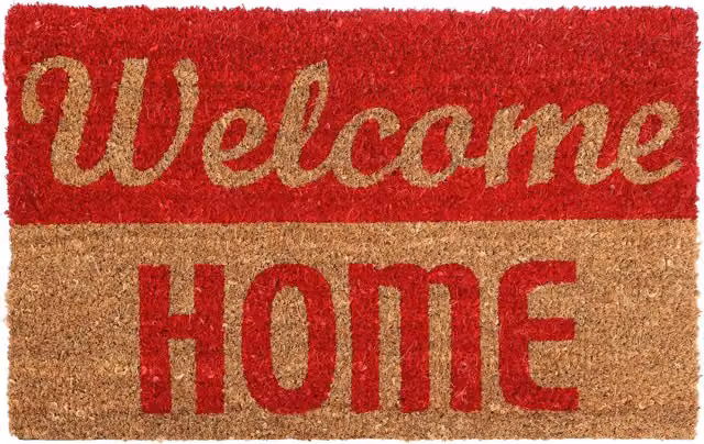 Orsina Welcome Home Dual Colour Round Doormat in Red and Brown, Diameter: 100 cm – 1