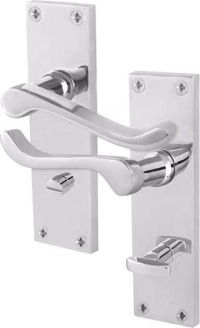 AFIT Chrome Scroll Bathroom Privacy Door Handle, 1 Pair, Silver, W/D/H: 15 x 15 x 1.5 cm – 1