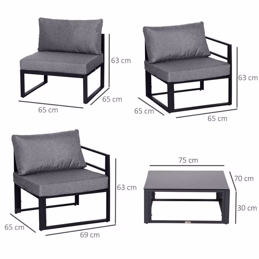 Wyld Haus Dokase 6 Piece Grey Modular Outdoor Sofa Set with Tempered Glass Coffee Table – 4