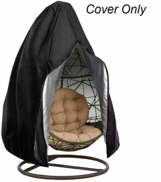 FORGEVIO Black Polyester Hanging Swing Egg Chair Cover for Garden and Patio, 0.6m2 – 1