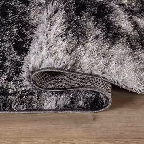 Serdim Rugs Abstract Modern Grey Polyester Hallway Runner Rug, W: 60 cm, L: 220 cm – 6