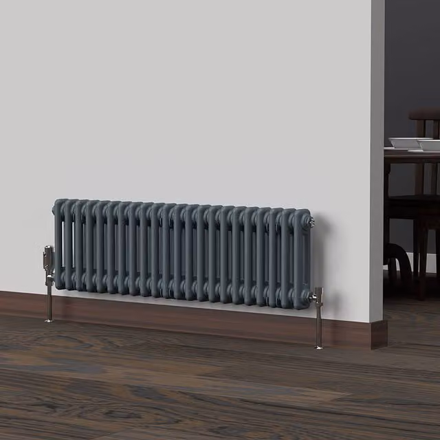 Lux Heat Horizontal Column Radiator in Slate Grey, W/H: 101 x 30 cm