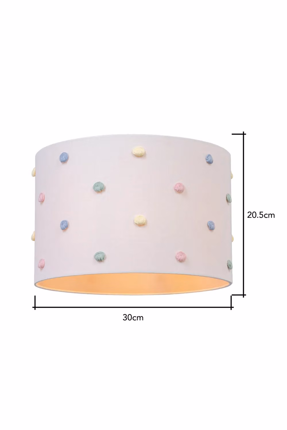 BHS Lighting Glow Pom Pom Easy Fit Round Fabric Light Shade in White, Diameter: 30 cm, Height: 21 cm – 2