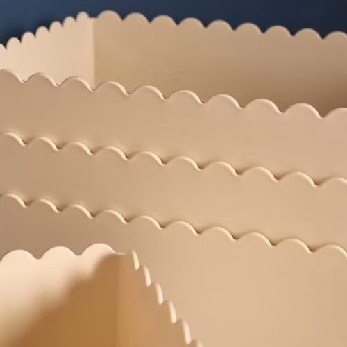 OHS 4 Pack Scallop Edge Plastic Storage Organiser Trays in Beige – 3