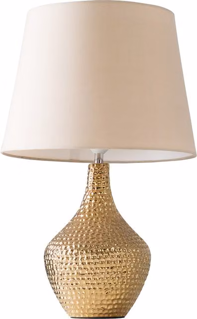 Bailey Textured Ceramic Table Lamp in Beige and Gold/Brass