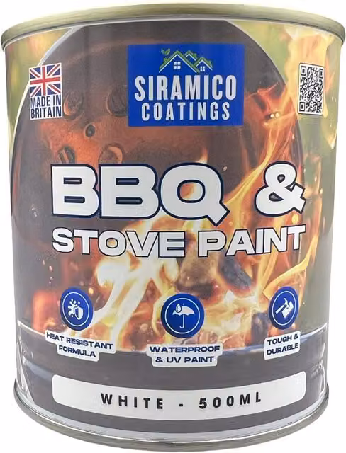SIRAMICO COATINGS High Temperature BBQ and Stove Paint for Metal, 1000°C, Red and White