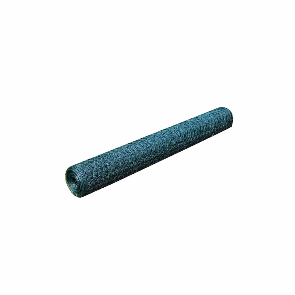 Berkfield Home Green PVC Coated Galvanised Steel Chicken Wire Fence, 25 x 0.5 m – 2