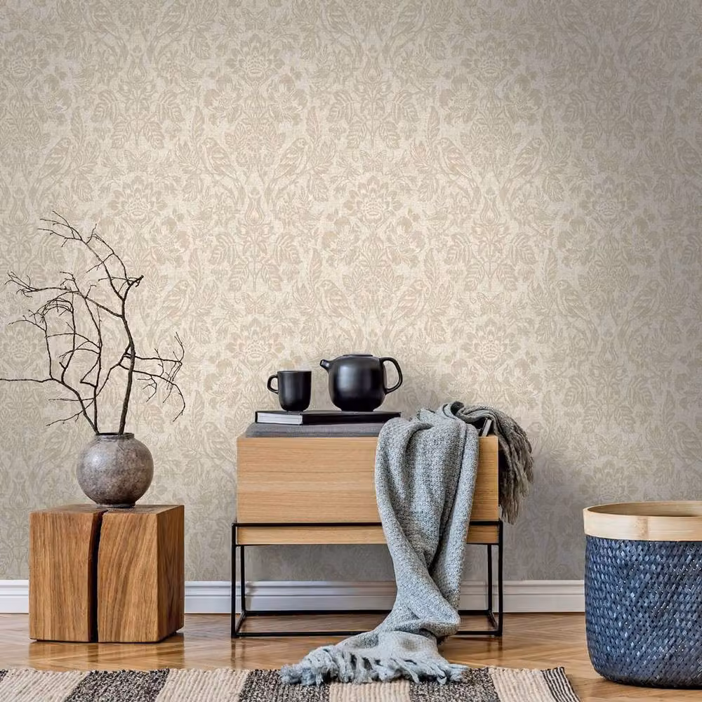 Holden Décor Hawthorn Meadow Floral Blown Vinyl Textured Wallpaper in Beige – 2