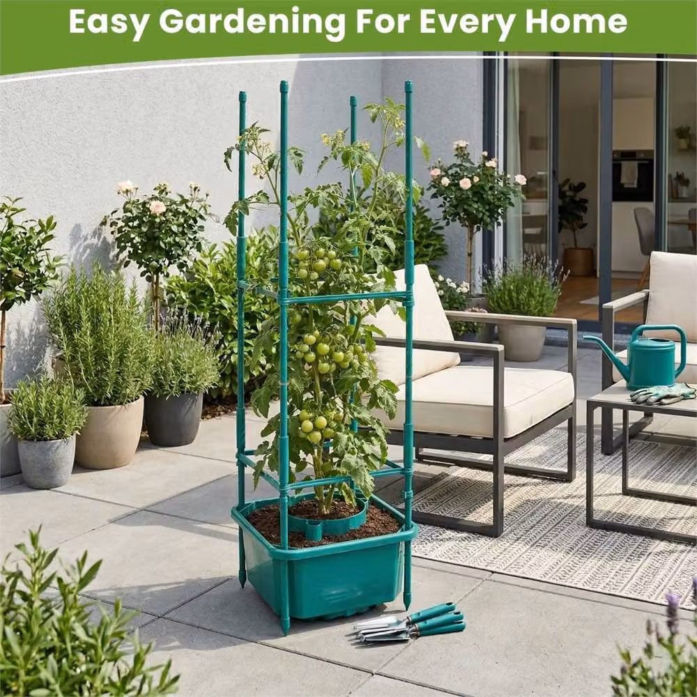 Nordara 3-Pack Green Tomato Growbag Halos Plant Pot Support Trellis Hydroponics Kit – 4