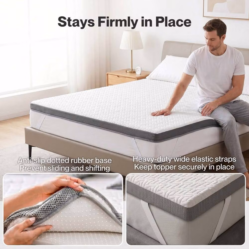 FORGEVIO Cooling Memory Foam Mattress Topper in White, W/D/H: 135 x 190 x 8 cm – 2