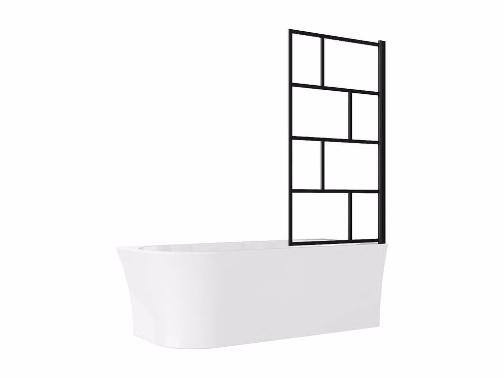 Vente-unique White Acrylic Corner Bathtub with Swivelling Bath Screen and Apron, Right-Handed, 201 l – 2