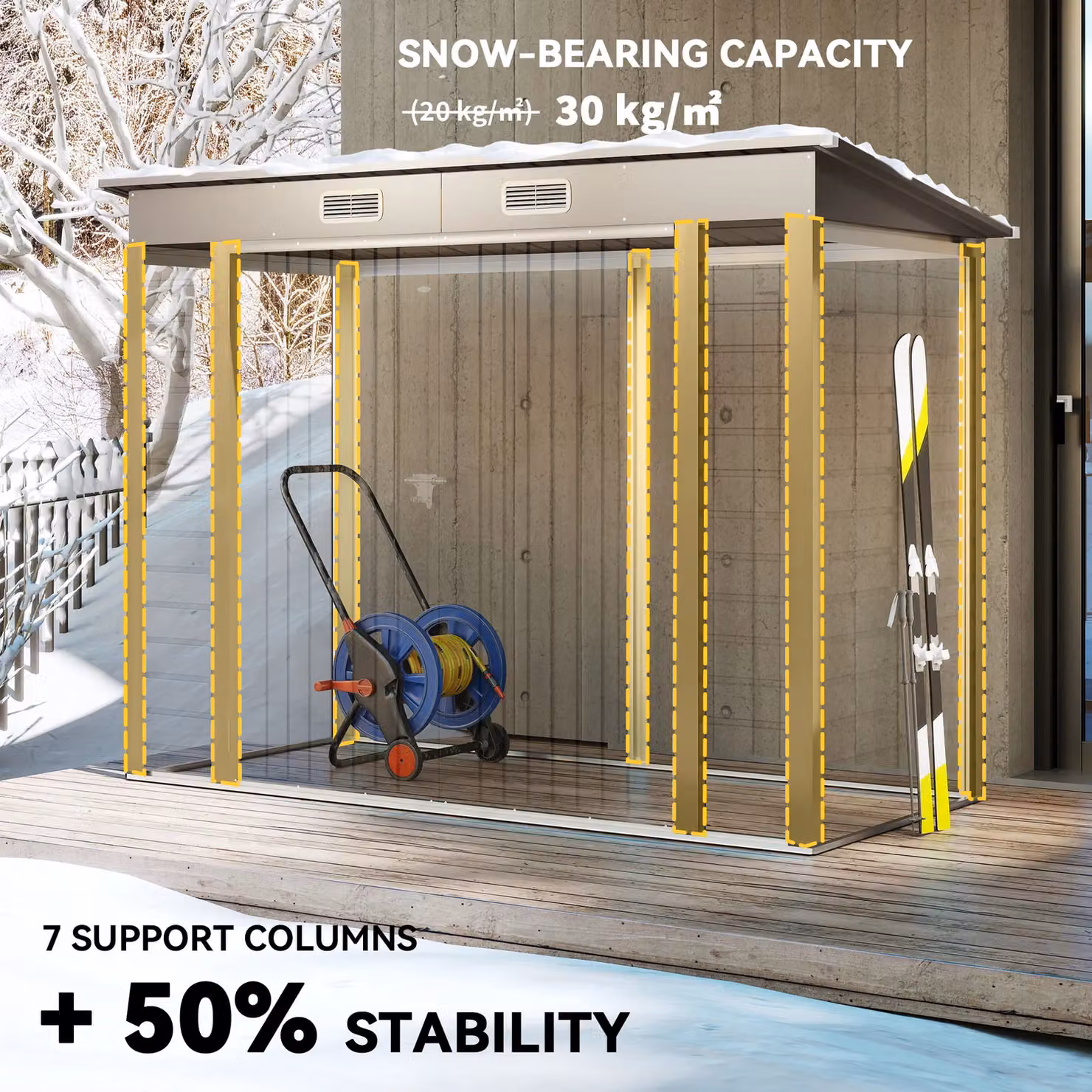 OUTSUNNY Metal Garden Storage Shed with Double Doors, Light Grey – 3