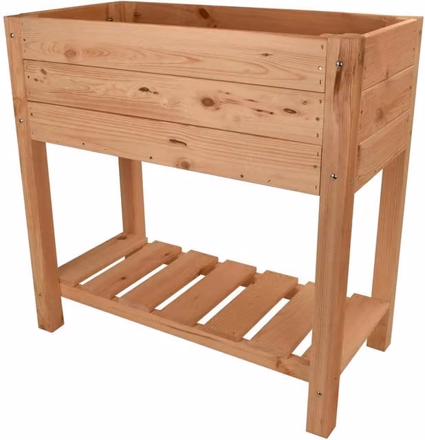 Snowdon Timber Natural Raised Garden Planter, Brown/Natural Wood, W: 78.0 cm, D: 78.0 cm, H: 78.0 cm