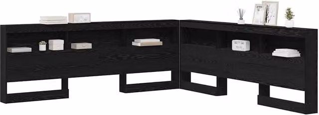 Berkfield Home Black Oak Storage Headboard with Shelf, Width: 180 cm – 1