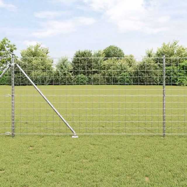 Berkfield Home Euro Fence with 7 Spike Posts, Galvanised Steel, Silver, W: 10 m, H: 1 m – 1