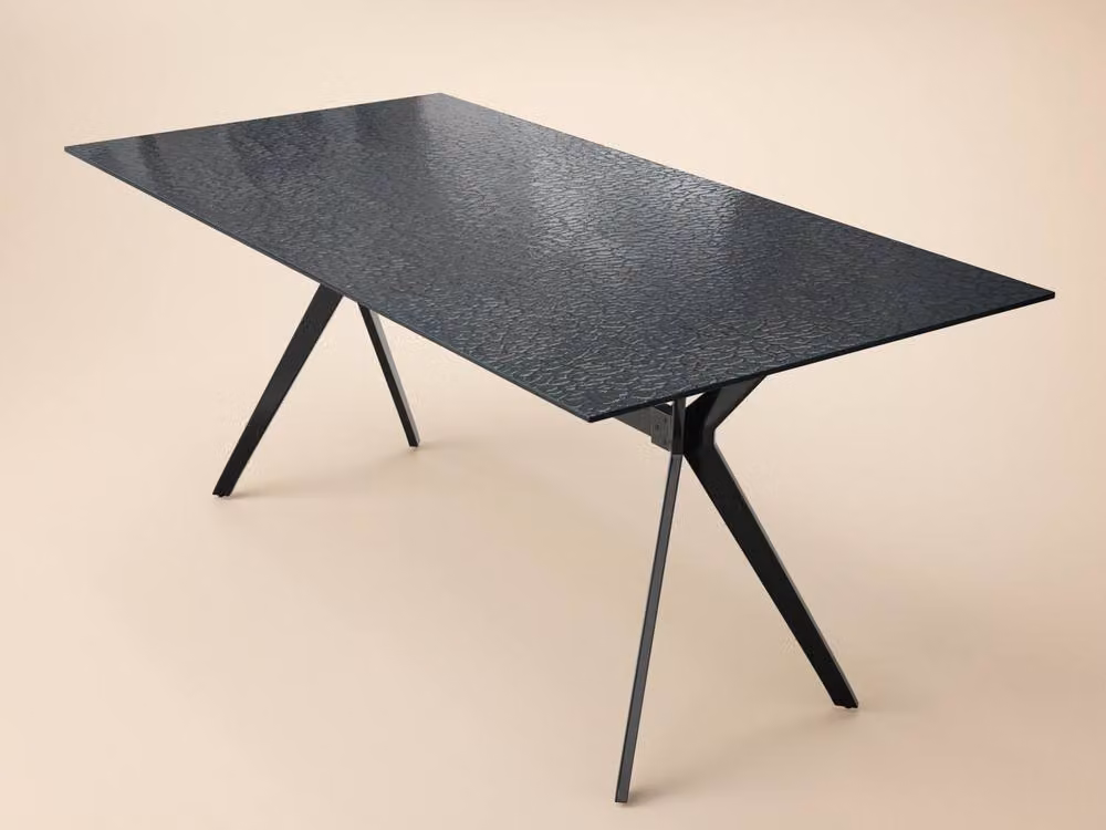 Solace+Co Emil Modern Rectangular Glass Dining Table with Black Central Column – 2