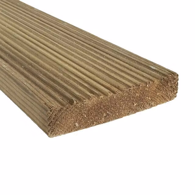 Snowdon Timber Treated Reject Decking Board, Pack of 10, Brown, W: 95 mm, H: 19 mm, L: 2.4 m