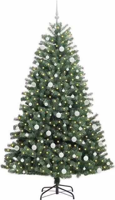 Berkfield Home Realistic Artificial Hinged Christmas Tree in Green, H 210 cm, W 122 cm, D 122 cm