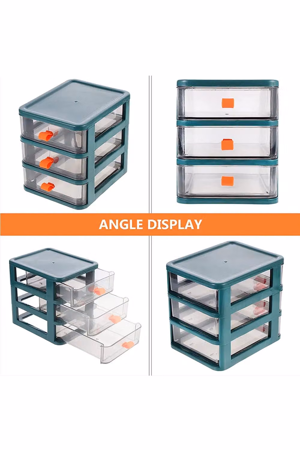 Living and Home 3 Tier Transparent Desktop Drawer Stationery and Cosmetics Storage Box in Green – 2