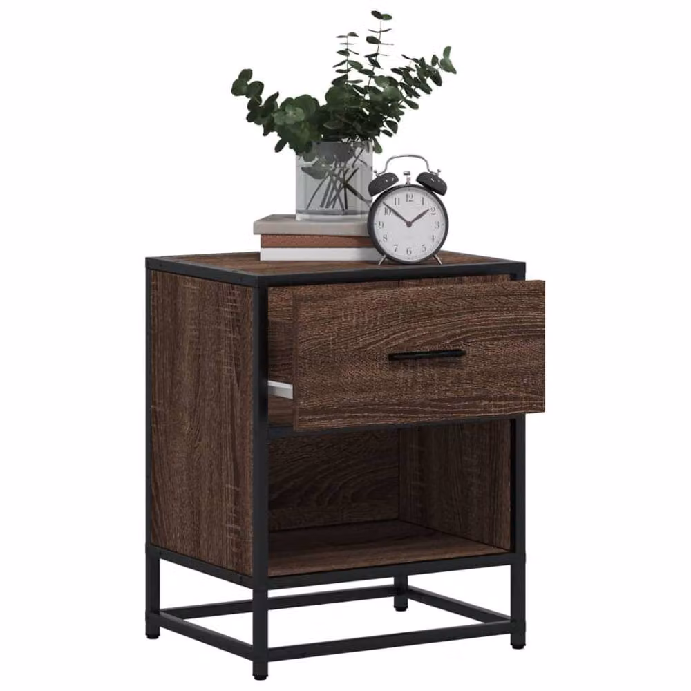 Berkfield Home Decorative Bedside Cabinet in Brown Oak, W/D/H: 40 x 31 x 50 cm – 4