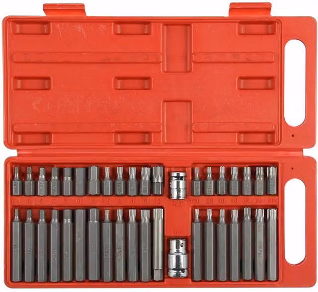 EONLION 40-Piece Hex Star Torx Spline Socket Bit Set in Red