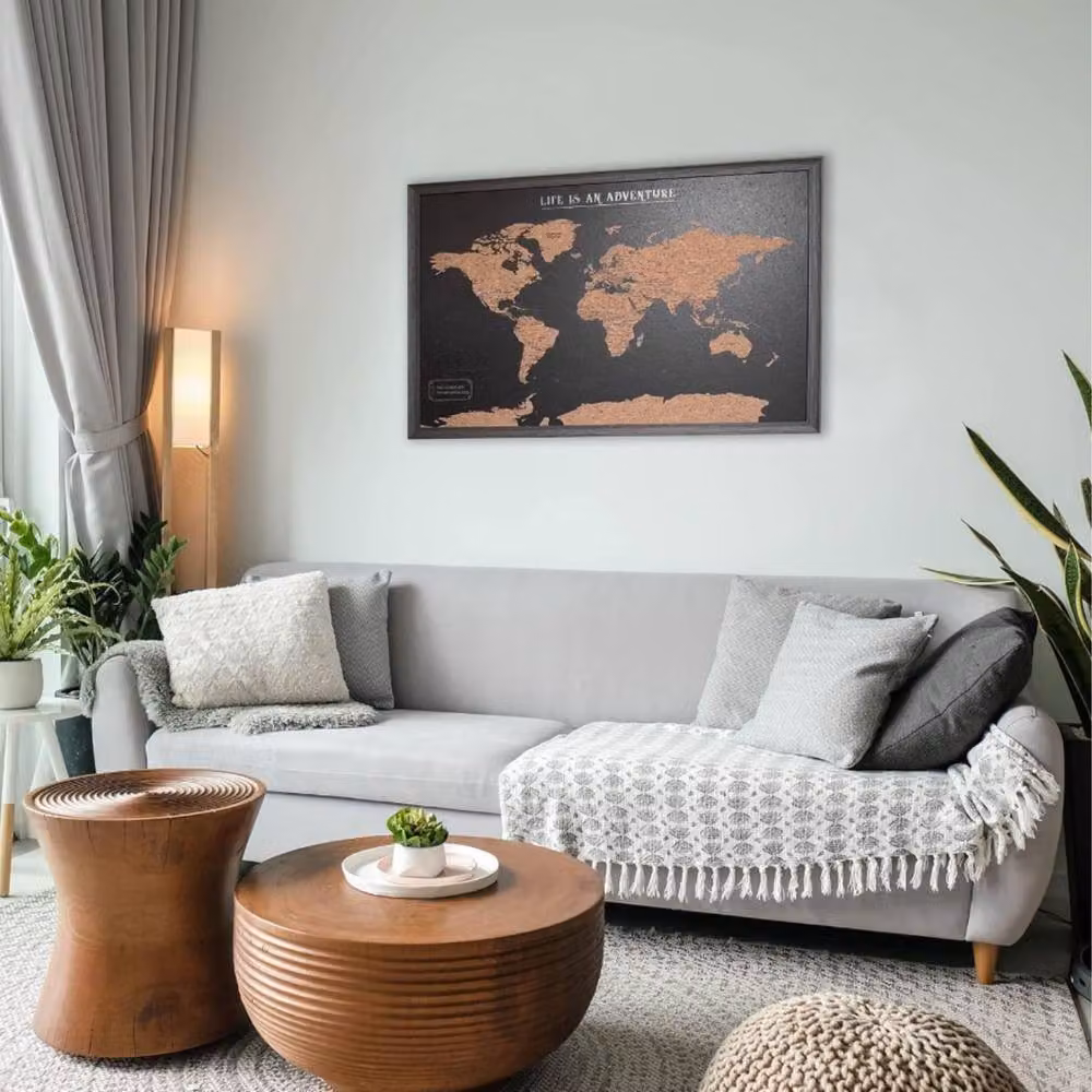 Fragranced Humour Black Cork Board Map Travel Gift, W: 93.5 cm, H: 64.5 cm, D: 2 cm – 3