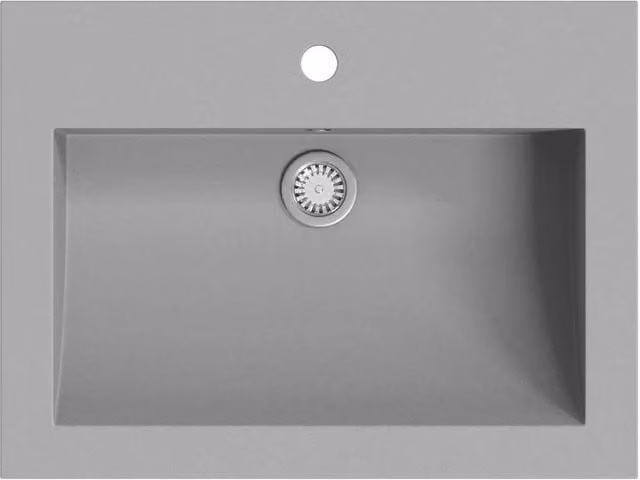 Berkfield Home Rectangular Granite Composite Basin in Grey, W: 60.0 cm, D: 45.0 cm, H: 12.0 cm – 1