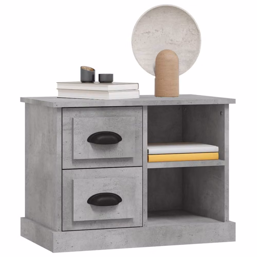 Berkfield Home Elegant Bedside Cabinet in Concrete Grey, W: 60 cm, D: 35.5 cm, H: 45 cm – 3