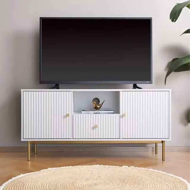 Devon Modern White Matt TV Unit by Home Garden Direct